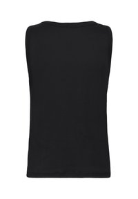 Débardeur noir sans manches vu de dos avec un col rond et des détails de couture simples.