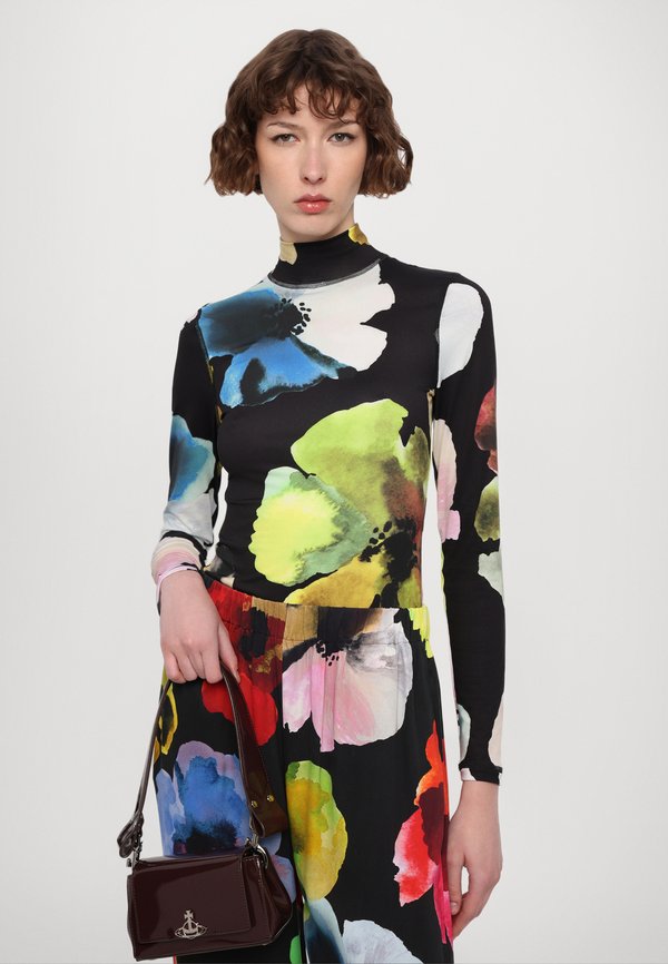 HIGH NECK COLLARED  - Long sleeved top - watercolor bloom maxi3