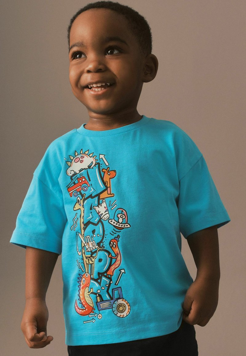 Next SHORT SLEEVE GRAFFIC - REGULAR FIT - Triko s potiskem - turquoise blue