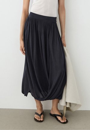 Massimo Dutti, BALLOON SKIRT WITH DRAPED DETAIL - Puffball skirt - mottled dark blue