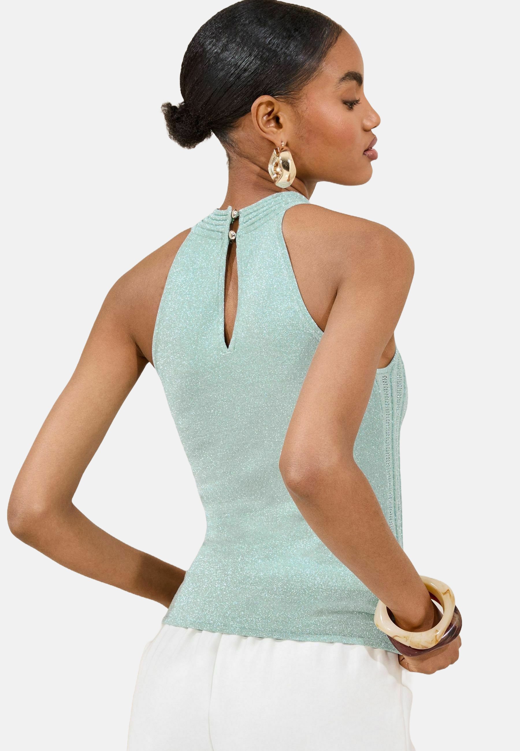 Lipsy SPARKLE HALTER NECK - Top - blue/light blue - Zalando
