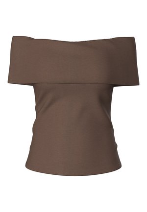 Pieces, OFF-SHOULDER TOP PCGEORGINA - T-shirt con stampa - hot fudge