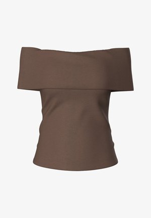 Pieces, OFF-SHOULDER TOP PCGEORGINA - T-shirt con stampa - hot fudge
