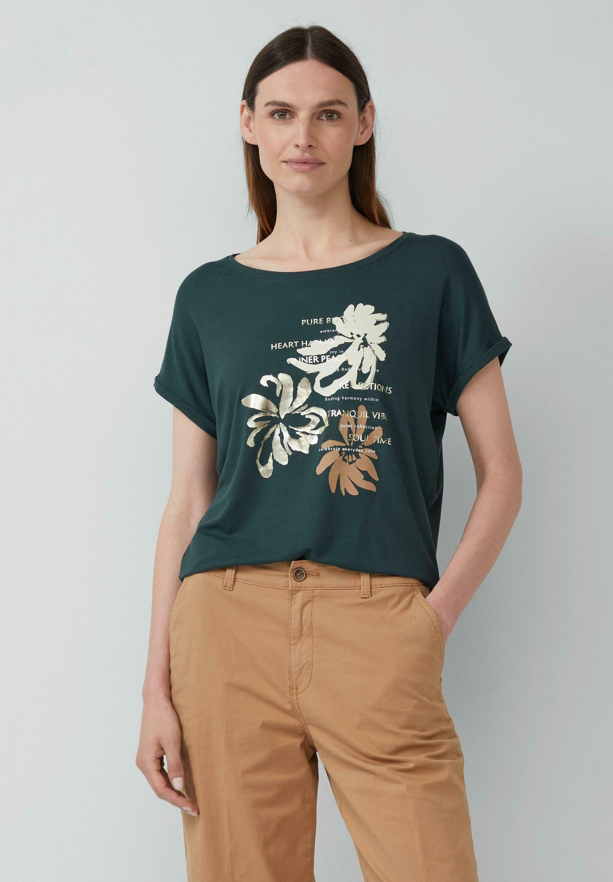 S.Oliver Damen T-Shirt Mit V-Ausschnitt – Slim Fit Aus Weichem Interlock-Jersey Für Lässige Looks