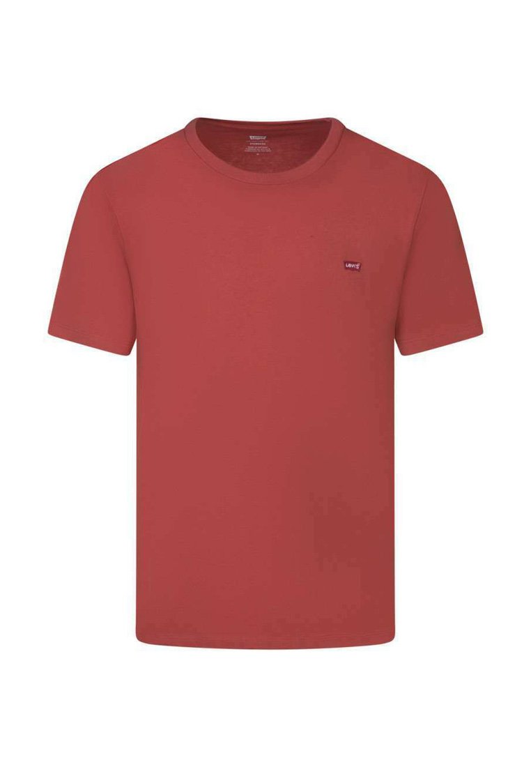 T-shirt di cotone rosso con collo rotondo, maniche corte e una piccola etichetta con il logo Levi's sul lato sinistro del petto. Tessuto liscio e vestibilità classica.