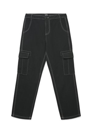 CUCITURE A CONTRASTO - Pantaloni cargo - nero