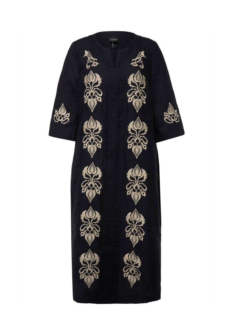 Ulla Popken DAMASK DETAIL SPLIT NECK - Day dress - dark blue - Zalando