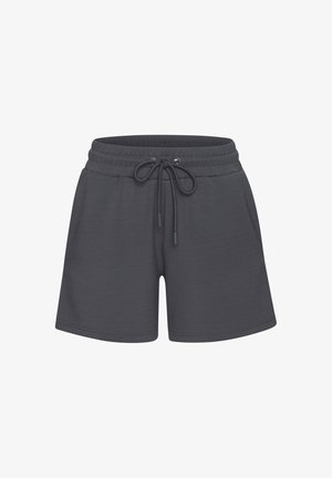 Sive pamučne kratke hlače s elastičnom trakom u struku, podesivom špagom i bočnim džepovima. Glatka tekstura i opušteni kroj.