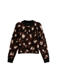 New Look ANIMAL PATTERNED CREW NECK - Trui - brown pattern