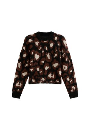 New Look ANIMAL PATTERNED CREW NECK - Trui - brown pattern