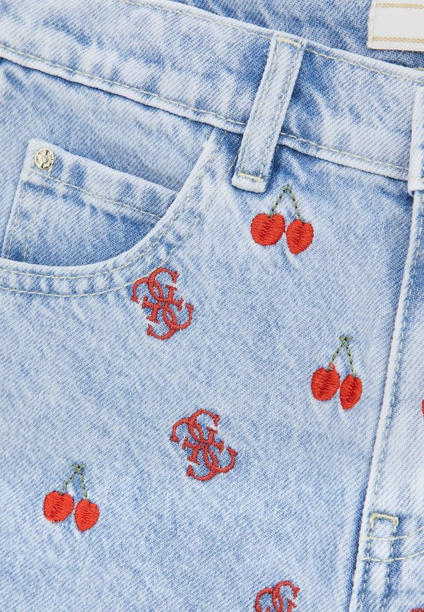 RIGID W EMBROIDER - Denim shorts - baby cherry indigo w2
