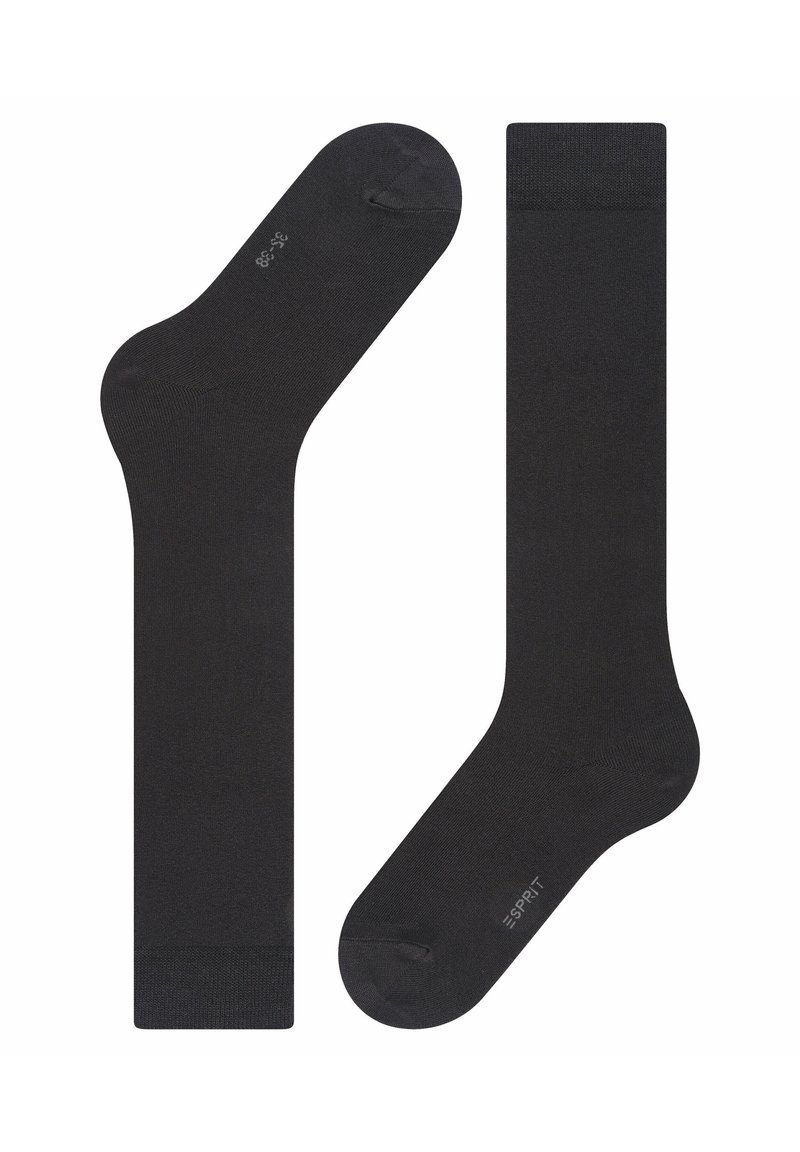 Schwarze Baumwollsocken mit glatter Textur, verstärktem Zeh und Ferse. Enthält ein Logo am Knöchel und einen gerippten Bund.