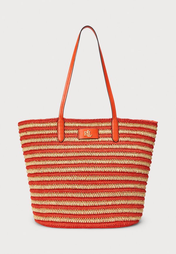 STRIPED STRAW LARGE BRIE TOTE BAG - Tote bag - orange