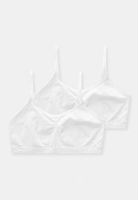 Witte katoenen bralettes met verstelbare bandjes, naadloos ontwerp, zachte textuur en een simpele, minimalistische stijl. Inclusief twee stuks.