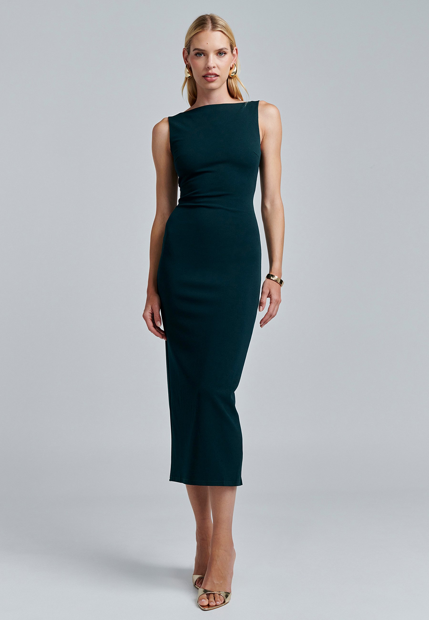 slim fit dress slacks Kylie Green Bodycon Dress Emerald Sexy Stretch Midi Cocktail Dress – Runway  Goddess main image 1