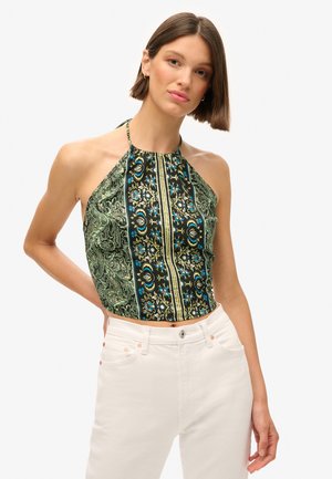 ST TROPEZ HALTER - Top - green leaf paisley