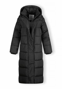 Pikk must sooja talvejope kapuutsiga, ees lukuga ja tõmblukuga, mõeldud kogu keha sooja hoidmiseks.