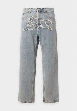 Icecream, APPLIQUE RUNNING DOG DOUBLE SCOOP PANTS - Relaxed fit jeans - light wash blue