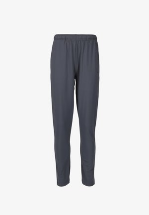 Pantalons de sport gris en tissu lisse et léger. Dotés d'une taille élastique et de jambes fuselées. Simples, sans logos ni motifs visibles.