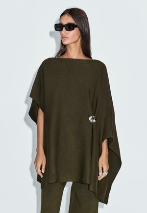 CROPPED  WITH BUTTON DETAIL  - Cape - olive