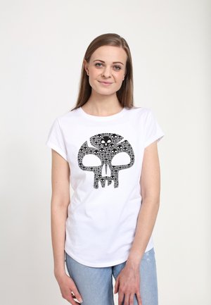 Henry Tiger MAGIC THE GATHERING BLACK MANA SYMBOL - T-shirt print - white