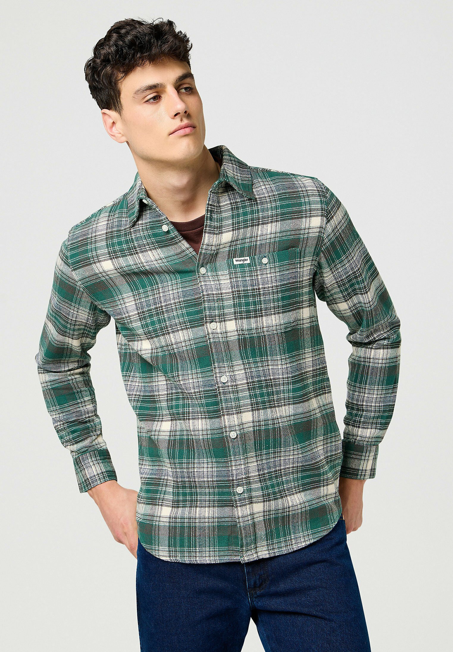 Chemise,Chemise à carreaux pour homme,ample,décontractée,à manches