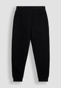 Mustat jogger-housut, jotka on valmistettu pehmeästä kankaasta, se slim fit -lahje muotoilu ja joustava vyötärö ribbaiduilla hihansuilla nilkoissa.