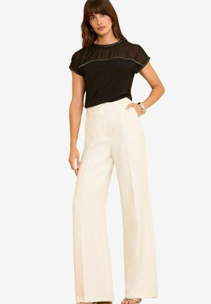 ROLL SLEEVE - REGULAR FIT - Bluse - black chiffon yoke metallic trim