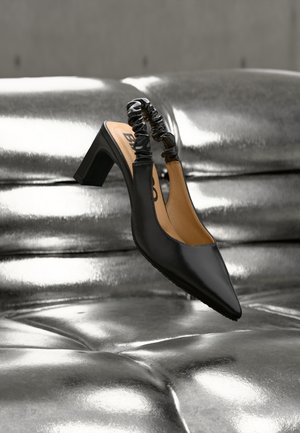 BIAMONROE SCRUNCHIE SLINGBACK - Klasikiniai aukštakulniai - shiny black