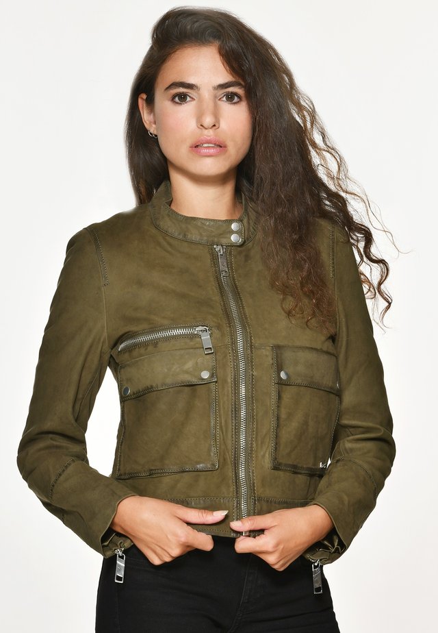 HAMILL - Leren jas - olive