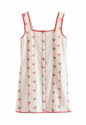 TALL FIT - SQUARE NECK BUTTON THROUGH - Denné šaty - ecru red cherry