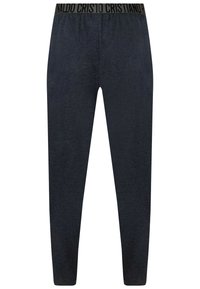 Marineblå joggingbukser med en blød tekstur, elastisk talje med "CRISTIANO" mærke, og en tapered design for en moderne pasform.