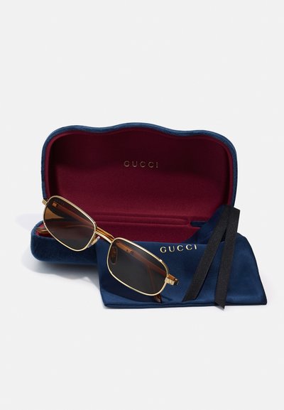 Gucci RECTANGULAR/SQUARED UNISEX - Lunettes de soleil - gold-coloured/brown