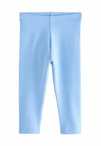 Ljusblå leggings i mjukt, stretchigt tyg. Åtsittande design med en slät midja och fållade ben, lämpliga för avslappnad användning.