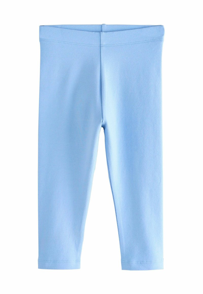 Ljusblå leggings i mjukt, stretchigt tyg. Åtsittande design med en slät midja och fållade ben, lämpliga för avslappnad användning.
