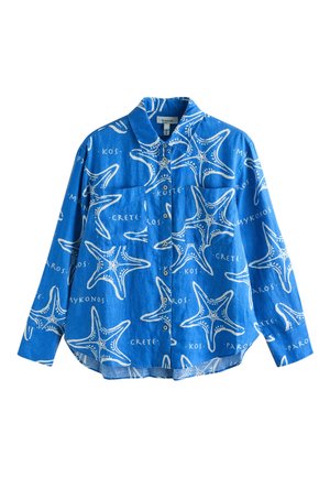 Next, Blúzka so zapínaním na gombíky - blue white starfish print