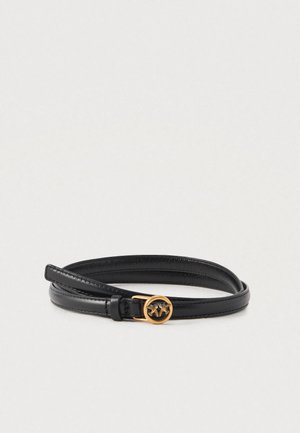 THIN BELT SHINY - Cinto - nero/antique gold-coloured