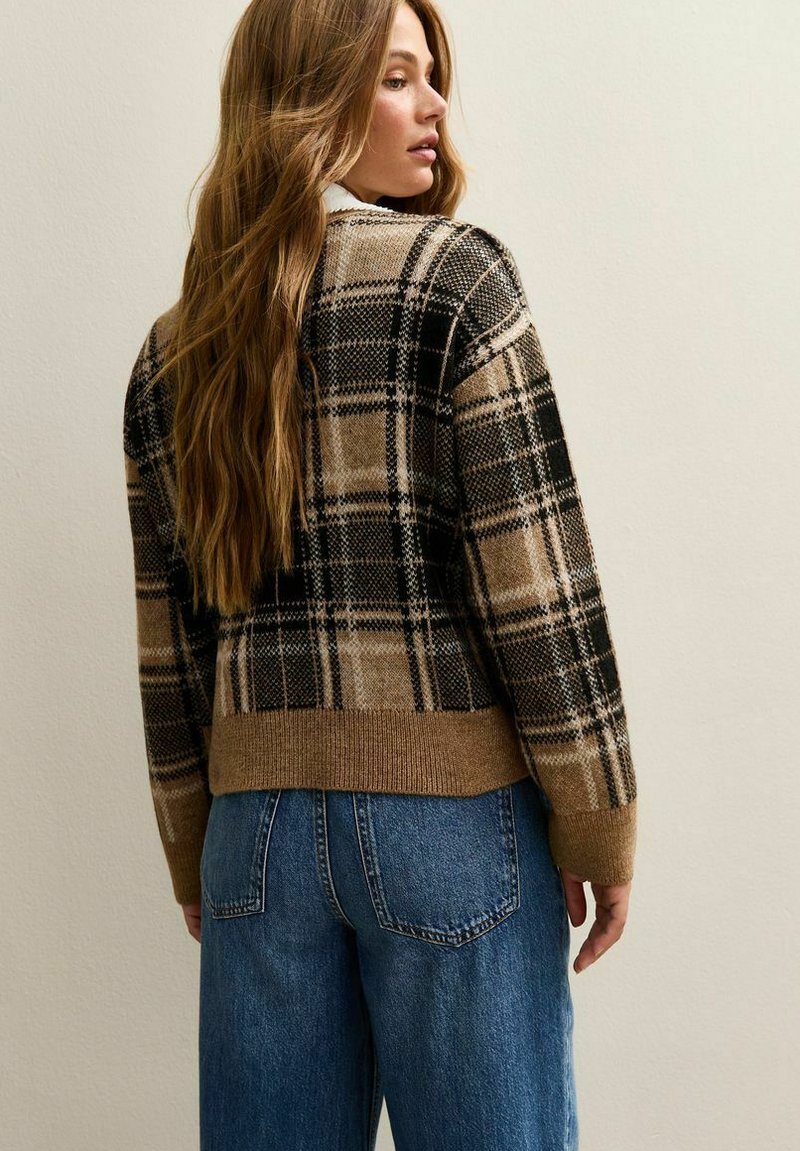 New Look CHECKED - Cardigan - brown pattern/brown - Zalando