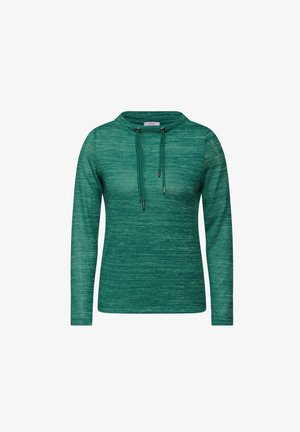 Groene hoodie met lange mouwen, gemaakt van een gestructureerde stof. Bevat een kraag met trekkoorden en metalen punten. Soepele, casual pasvorm.