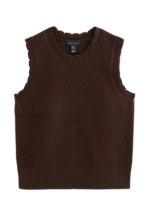 New Look, DARK  SCALLOPED EDGE KNITTED TABARD VEST - Top - dark brown