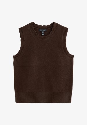 New Look, DARK SCALLOPED EDGE KNITTED TABARD VEST - Top - dark brown
