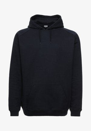 Must tume hoodiga, mis on valmistatud puuvillast. Omab känguru taskut, soonikkoes mansette ja kapuutsil nööre. Lihtne, mugav disain.