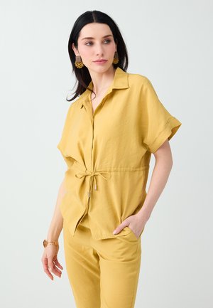 Jimmy Key, SHORT SLEEVE DRAWSTRING WAIST RELAXED SHIRT - Hemdbluse - yellow