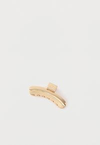 Χρυσό κλιπ μαλλιών με σχήμα καμπύλης, λεία υφή, διαθέτει κούμπωμα κλεισίματος και ομοιόμορφα τοποθετημένα δόντια για καλύτερο κράτημα.