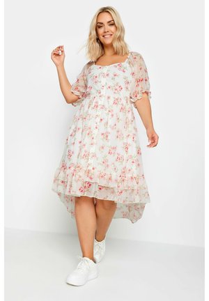 Yours Clothing FLORAL DIPPED - Vestido informal - white