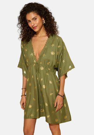 MINI KAFTAN  . - Päevakleit - khaki green foil print