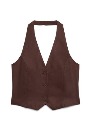 Terranova, GILET HALTER A TINTA UNITA - Smanicato - cacao