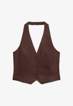 Terranova, GILET HALTER A TINTA UNITA - Smanicato - cacao