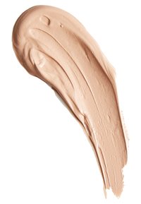 Lys beige fløde spreadt i en glat, buet linje med en blank overflade, der har subtile farvevariationer og en silkeagtig finish.