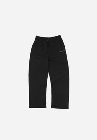 Schwarze Jogginghose mit elastischem Bund und verstellbarem Kordelzug. Weicher Stoff mit geradem Bein und gesticktem Logodesign.